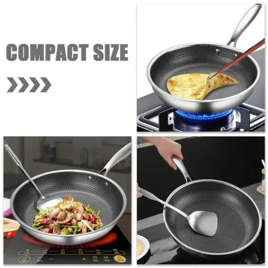 Honeycomb Stainless Steel Frying Pan