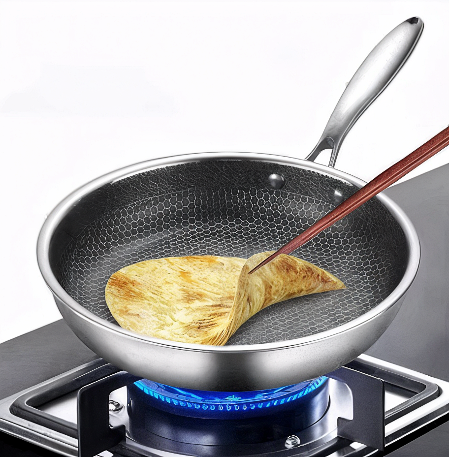 Honeycomb Stainless Steel Frying Pan